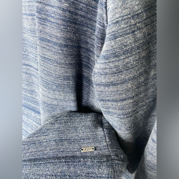 UGG Men's Heathered Blue Crewneck Fleece Lined Sweater - Picture 3 of 5